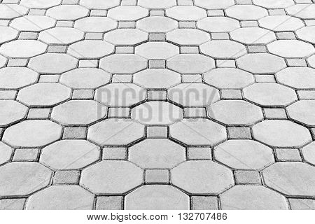 Paving Hexagon brick walkway ;The pattern of stone block paving