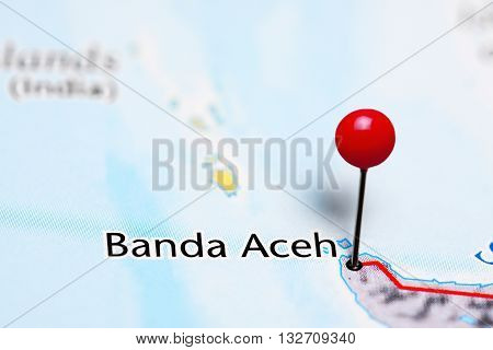 Banda Aceh pinned on a map of Indonesia