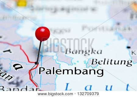 Palembang pinned on a map of Indonesia