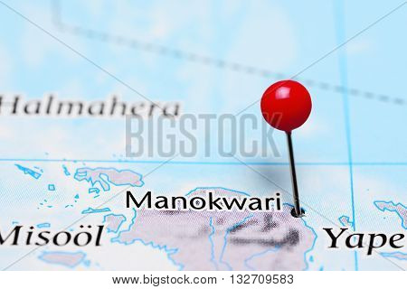Manokwari pinned on a map of Indonesia