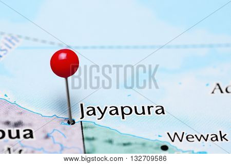 Jayapura pinned on a map of Indonesia
