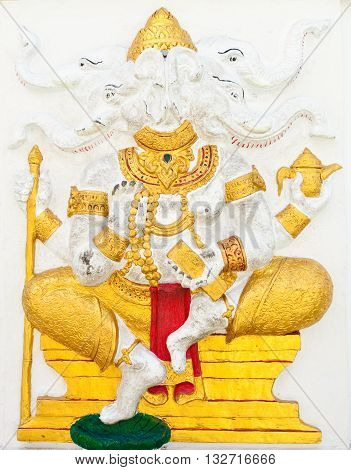 Indian or Hindu ganesha God Named Dwija Ganapati at temple in thailand ;The conviction will be used hand to apply to the Lord for get the wishes.