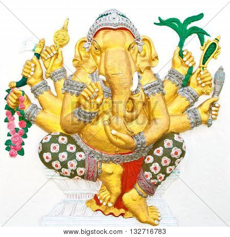 Indian or Hindu ganesha God Named Vighna Ganapati at temple in thailand ;The conviction will be used hand to apply to the Lord for get the wishes.