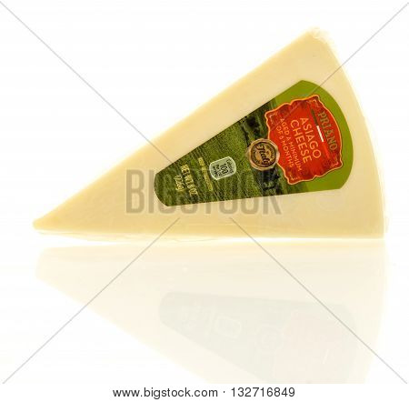 Winneconne WI - 22 April 2016: Package of Priano asiago cheese on an isolated background