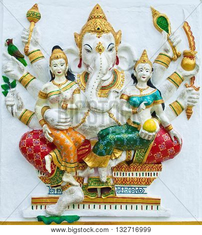 Indian or Hindu ganesha God Named Vijaya Ganapati at temple in thailand ;The conviction will be used hand to apply to the Lord for get the wishes.