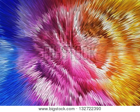 Impressionism Painting With Extrusion Effect, Colored Floral Background, Bright Colorful Abstract, E