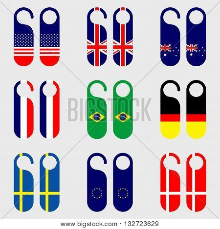 Set of flag door hanger vector illustration