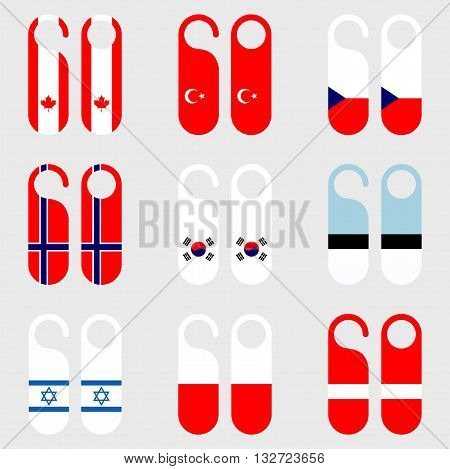 Set of flag door hanger vector illustration