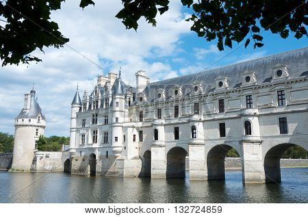 view of the castle of Chenonceau, Loire Valley, France. Known as 