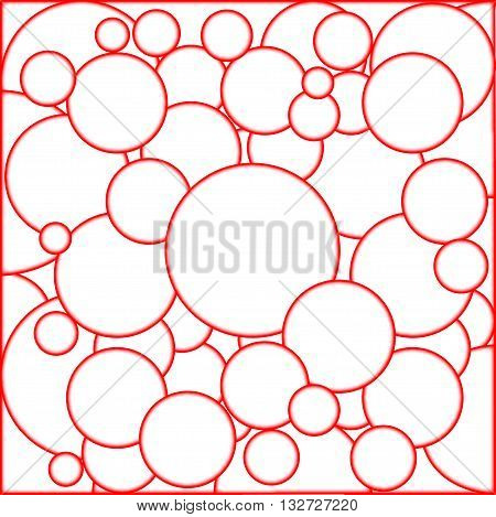 A collection of red circles over a white background