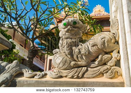 The Statue Is Of An Animal At The Temple.oid Church, Under Sunny Sky.mui Ne, Vietnam.