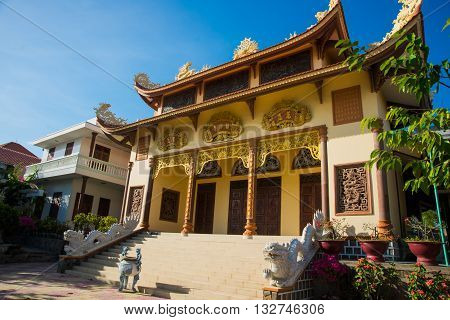 Beautiful Temple. Oid Church, Under Sunny Sky.mui Ne, Vietnam.