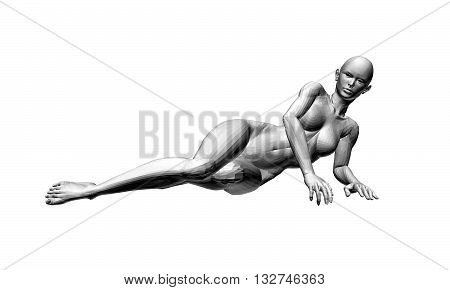 Vector illustration of sexy nude girl. 3D. Polygon. Isolated. EPS 8.