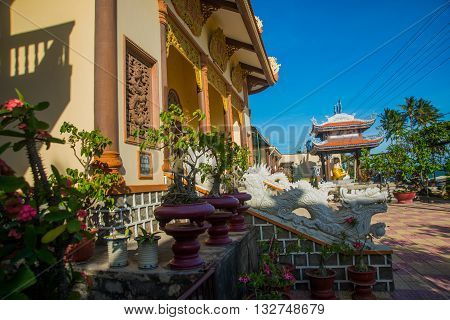 Beautiful Temple. Oid Church, Under Sunny Sky.mui Ne, Vietnam.