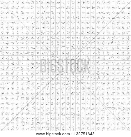 Unique set of 625 abstract symbols and hieroglyphs.