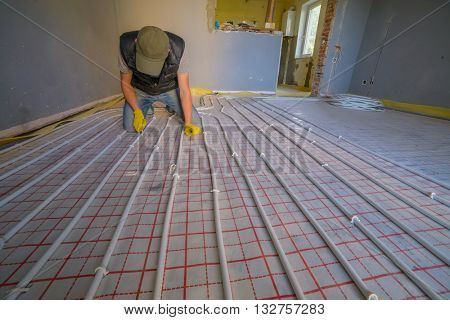 pipefitter installing system of heating