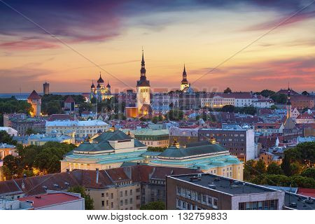 Tallinn. Image of Old Town Tallinn in Estonia during sunset.