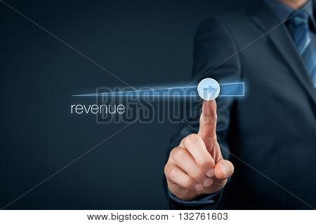 Increase revenue concept. Businessman accelerate revenue growth.