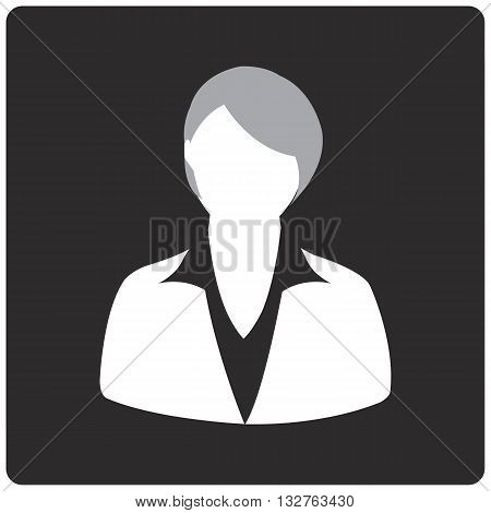 Black Square Button with Female computer icon