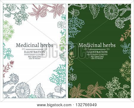 Herbs banners hand drawn vintage sketch vector illustration