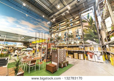 KUALA LUMPUR MALAYSIA - MAY 22 2016: Warehouse storage in an IKEA store. Founded in 1943 IKEA is the world's largest furniture retailer. IKEA operates 351 stores in 43 countries.