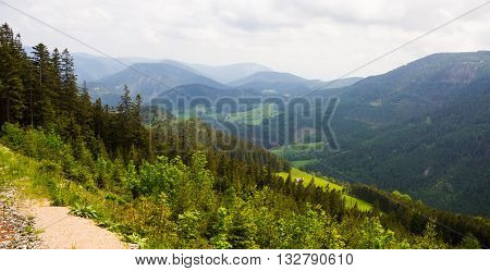 Alpine mountain hiking path near Schneeberg in Lower Austria