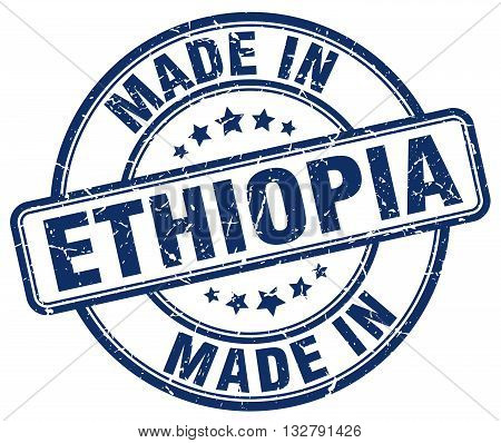 made in Ethiopia blue round vintage stamp.Ethiopia stamp.Ethiopia seal.Ethiopia tag.Ethiopia.Ethiopia sign.Ethiopia.Ethiopia label.stamp.made.in.made in.