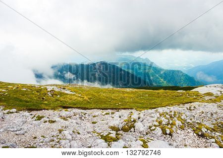 Clouds above the Schneeberg mountain in Lower Austria in spring