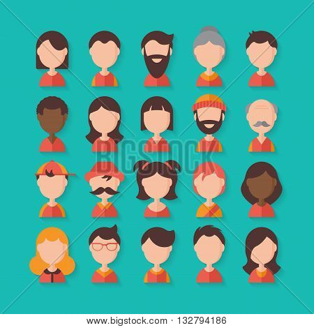 Avatar flat stylish icons for graphic and web design