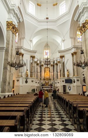 Chelm POLAND - May 7 2016: Inside the shrine the Basilica of Virgin Mary in Chelm in eastern Poland near Lublin