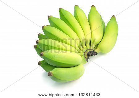 Pisang Awak banana Kluai Nam Wa Cultivate banana on isolate white background. green asian banana isolated background.