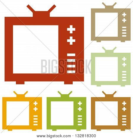 TV sign illustration. Colorful autumn set of icons.