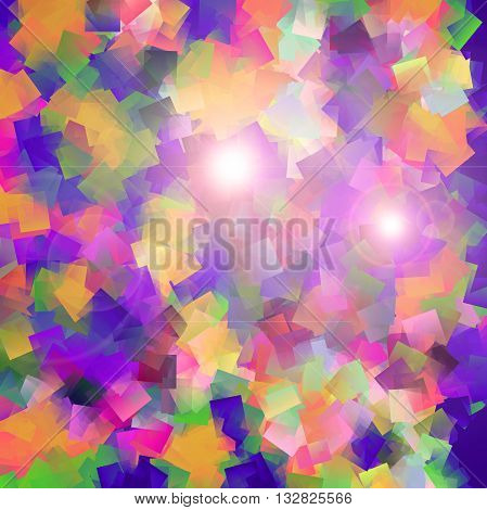 Abstract coloring gradients background with visual cubism and lens flare effects