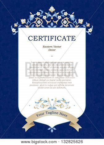 Certificate Template In Eastern Style.