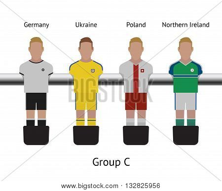 Table football game, Soccer table with players Football players kit. Soccer teams. Germany, Ukraine, Poland, Northern Ireland