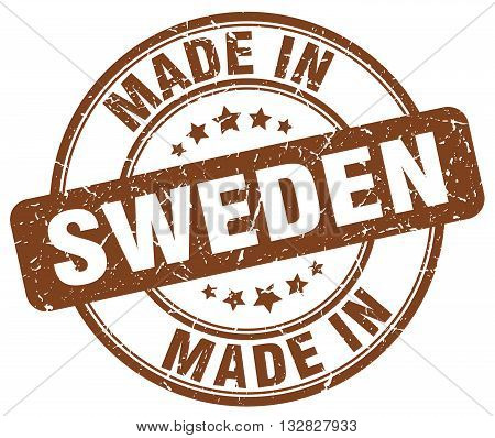 made in Sweden brown round vintage stamp.Sweden stamp.Sweden seal.Sweden tag.Sweden.Sweden sign.Sweden.Sweden label.stamp.made.in.made in.