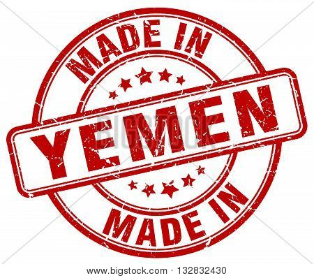 made in Yemen red round vintage stamp.Yemen stamp.Yemen seal.Yemen tag.Yemen.Yemen sign.Yemen.Yemen label.stamp.made.in.made in.
