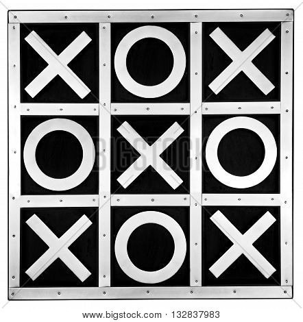 Black and silver tic tac toe board isolated