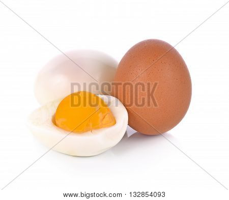 Half of Boiled egg isolated on white background