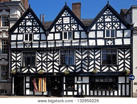 LICHFIELD, UK - JULY 14, 1993 - View of the Tudor Cafe along Bore Street Lichfield Staffordshire England UK Western Europe, July 14, 1993.
