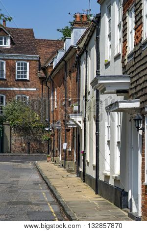 A street in Farnham opposite St Peters Church