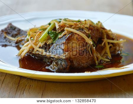 deep fried fish in ginger soy sauce