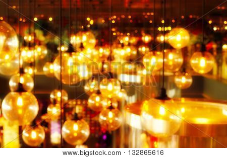 blur vintage orange lamp light at night