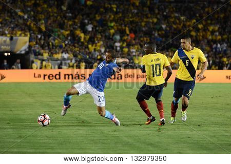 Soccer Players Fighting For The Ball During Copa America Centenario