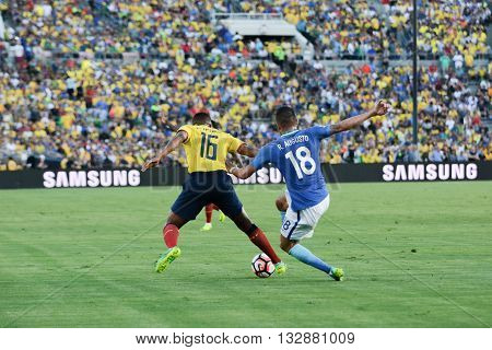 Antonio Valencia 16 And Renato Augusto 18 Fighting For The Ball During Copa America Centenario