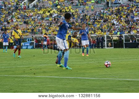 Soccer Players Fighting For The Ball During Copa America Centenario