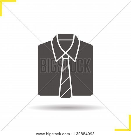 Shirt and tie icon. Drop shadow uniform silhouette symbol. Formal men's clothes. Shirt and tie logo concept. Vector uniform isolated illustration