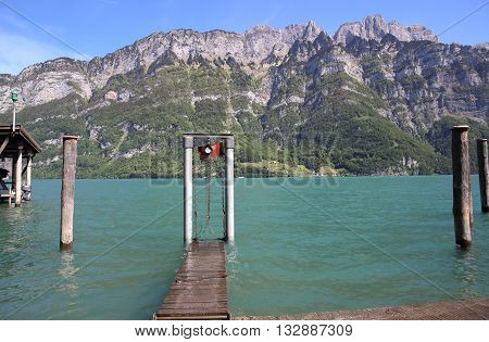 alpine Lake Walen near Zurich in Switzerland