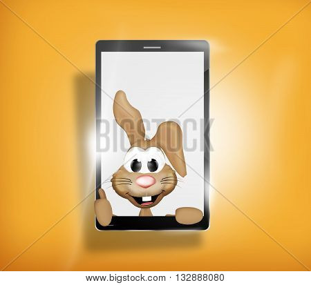 Happy Easter Bunny Mobile Phone graphic illustration