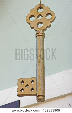 decorative golden key for exterior design Detail of the exterior interior soft focus